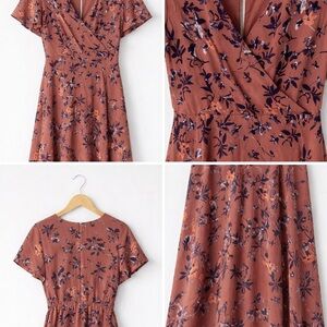 Express Terracotta Floral Midi Dress